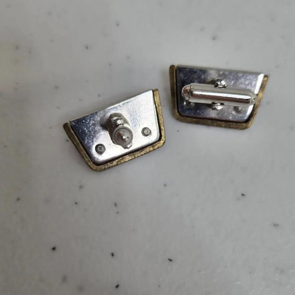 Anson Cufflinks Gold Tone Silver Textured Mixed Metal Vintage MCM Geometric
